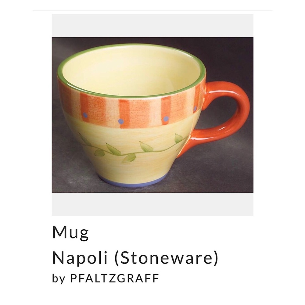 Pfaltzgraff Napoli Pattern Mugs Coffee Cups Yellow & Orange Stoneware Easter